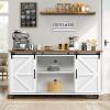 4ever2buy Farmhouse Coffee Bar Cabinet with Storage, 58'' Sideboard Buffet Cabinet with Sliding Barn Door, White Coffee Bar with Gourd Feet, Farmhouse Cabinet for Living Room view 1