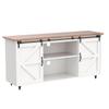 4ever2buy Farmhouse Coffee Bar Cabinet with Storage, 58'' Sideboard Buffet Cabinet with Sliding Barn Door, White Coffee Bar with Gourd Feet, Farmhouse Cabinet for Living Room view 4