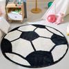 LIULA Black Soccer Soft Plush Round ABC Rugs for Kids Room 3.3 ft Alphabet Rug Non Slip Nursery Mat Bedroom Playroom Washable Classroom ABC Circle Carpet for Kids Baby Toddlers