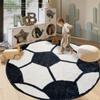 LIULA Black Soccer Soft Plush Round ABC Rugs for Kids Room 3.3 ft Alphabet Rug Non Slip Nursery Mat Bedroom Playroom Washable Classroom ABC Circle Carpet for Kids Baby Toddlers view 3