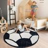 LIULA Black Soccer Soft Plush Round ABC Rugs for Kids Room 3.3 ft Alphabet Rug Non Slip Nursery Mat Bedroom Playroom Washable Classroom ABC Circle Carpet for Kids Baby Toddlers view 4
