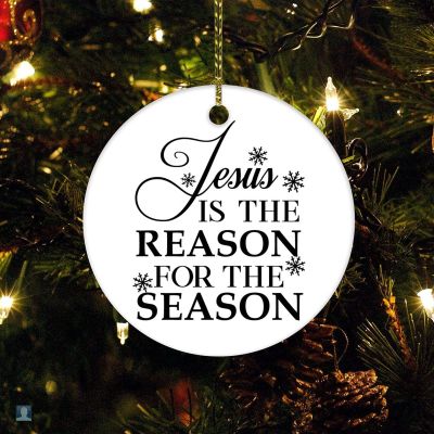 Christmas Ornament Funny Santa Joke Christmas Tree Ornaments Jesus is The Reason for The Season Ornament 3" Ceramic Elegant Christmas Hanging Ornaments