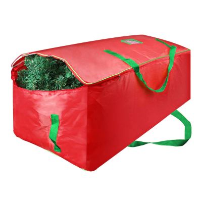 Christmas Tree Storage Bag - Fits Up to 9 Foot, Durable Large Container Protects from Dust, Reinforced Wide Handle and Dual Zipper - Heavy Duty to Hold 9ft Artificial Tree, Red