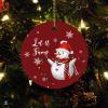 Christmas Ornament Winter Holiday Christmas Keepsake Ceramic Ornament Cute Christmas Snowmen Let It Snow for Boys Girls Round Ceramic Christmas Decoration view 1