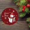 Christmas Ornament Winter Holiday Christmas Keepsake Ceramic Ornament Cute Christmas Snowmen Let It Snow for Boys Girls Round Ceramic Christmas Decoration view 2