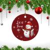 Christmas Ornament Winter Holiday Christmas Keepsake Ceramic Ornament Cute Christmas Snowmen Let It Snow for Boys Girls Round Ceramic Christmas Decoration view 3