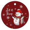 Christmas Ornament Winter Holiday Christmas Keepsake Ceramic Ornament Cute Christmas Snowmen Let It Snow for Boys Girls Round Ceramic Christmas Decoration view 4