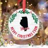 Illinois Ornaments Personalized Home State Christmas Ornaments 2022 Merry Christmas Wreath Christmas Decorations for Tree Illinois Hanging Ornaments Holiday Christmas Keepsake New Year Gifts, 3 Inch view 2