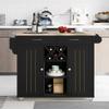 KLMM Versatile Design Kitchen Island Cart with Open Storage Cabinets and Four Locking Wheels, Wine Rack, Two Door Cabinet,Two Drawers,Spice Rack, Towel Rack (Black#O) view 1