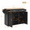KLMM Versatile Design Kitchen Island Cart with Open Storage Cabinets and Four Locking Wheels, Wine Rack, Two Door Cabinet,Two Drawers,Spice Rack, Towel Rack (Black#O) view 2