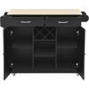 KLMM Versatile Design Kitchen Island Cart with Open Storage Cabinets and Four Locking Wheels, Wine Rack, Two Door Cabinet,Two Drawers,Spice Rack, Towel Rack (Black#O) view 4