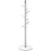 Homde Metal Coat Rack Stand with Natural Marble Base, Stainless Steel Freestanding Clothes Tree Hanger with 8 Hooks, Hall Hanger for Coat Jackets Hat Scarves Handbags Entryway Bedroom (Silver) view 1