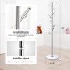 Homde Metal Coat Rack Stand with Natural Marble Base, Stainless Steel Freestanding Clothes Tree Hanger with 8 Hooks, Hall Hanger for Coat Jackets Hat Scarves Handbags Entryway Bedroom (Silver) view 4