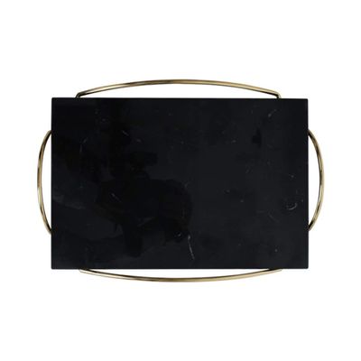 ORTOLY Tray Nordic Marble Tray Rectangular Bathroom Living Room Storage Decoration Decorative Tray 8.26 * 12.26 Inches Organizer (Color : Black, Size : 8.26 * 12.26 in)