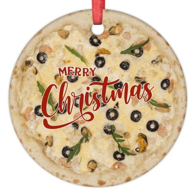 Christmas Ornaments Classic Pizza Christmas Decorations for Tree Pizza Ceramic Funny Food Ornaments Personalized Christmas Ornaments 2022 Keepsake Holiday Christmas Decor, 3 Inch