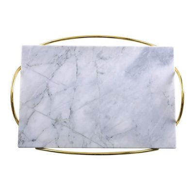 ORTOLY Tray Nordic Marble Tray Rectangular Bathroom Living Room Storage Decoration Decorative Tray 8.26 * 12.26 Inches Organizer (Color : White, Size : 8.26 * 12.26 in)