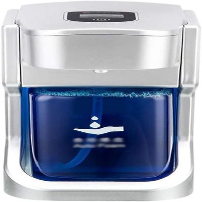 Soap Dispenser Automatic Battery Foaming Pump Liquid Lotion Touchless Adjustable Large Capacity Countertop Bathroom Kitchen (Silver)