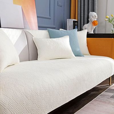 vctops Sofa Couch Cover Boho Geometric Pattern Quilted Sectional Couch Covers Solid Anti Slip Sofa Slipcover for Dogs Cats Pet Love Seat Armrest Backrest Cover, Only 1 Piece (Off White,27"x59")