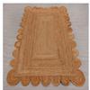 DecorAvenue Scalloped Natural Jute Area Rug Braided Bohemian Living Room Farmhouse Rugs (Natural, 10' Ft Square) view 4