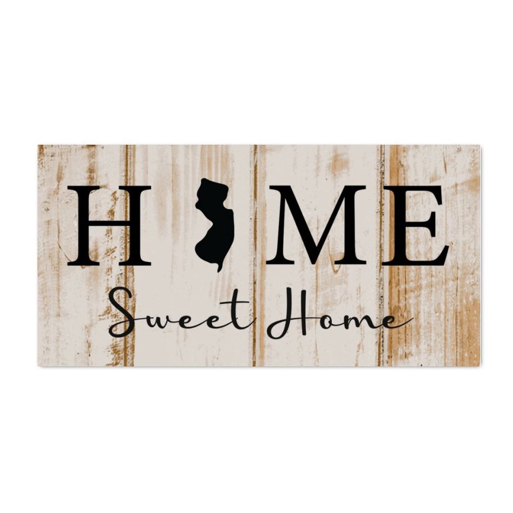 Alioyoit Wood Sign Plaque Home Sweet Home New Jersey State Retro Wood Door Hanger Plaque Rustic Wooden Wall Pediment Wall Hanging Door Sign Wall Hanging Decor for Garden Living Room 6x12 Inch