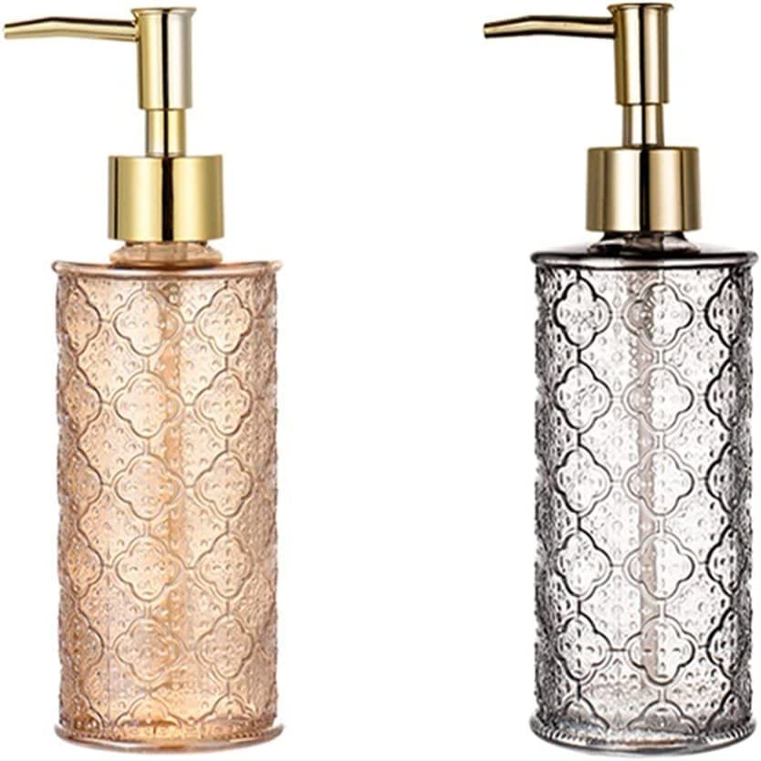 EKAYG Fashion soap Dispenser Glass Soap Dispenser Hand Soap Dispenser Glass Pump Bottle Glass Transparent Farmhouse Rustic Bathroom Accessories