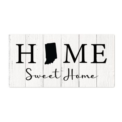 Alioyoit Shabby Chic Style Rustic Wooden Pallet Sign Home Sweet Home Indiana State Wood Family Sign Family Sign Antique Farmhouse Wall Hanging Decorations for Garden Deck 6x12 Inch