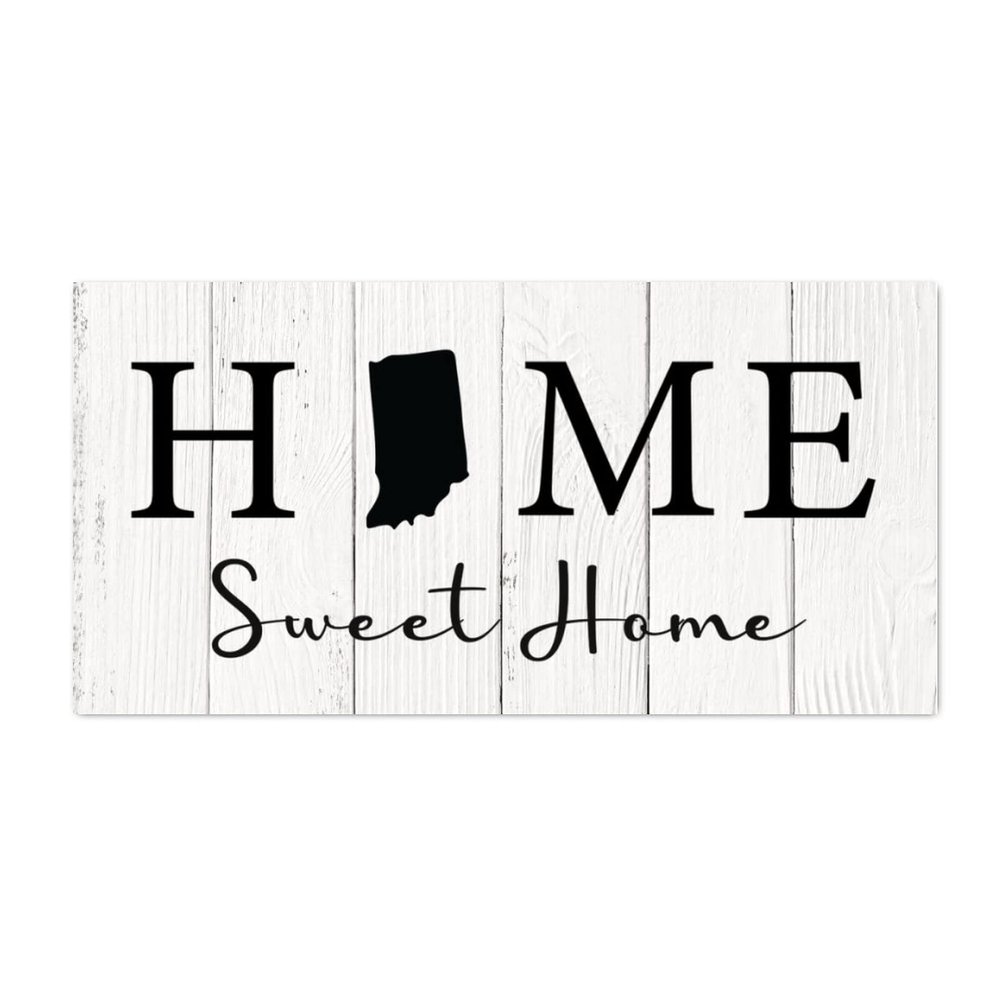 Alioyoit Shabby Chic Style Rustic Wooden Pallet Sign Home Sweet Home Indiana State Wood Family Sign Family Sign Antique Farmhouse Wall Hanging Decorations for Garden Deck 6x12 Inch