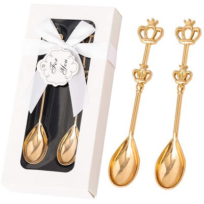 60Pieces(30 Packs) Crown Tea Spoons for Wedding Favors,Bridal Shower or Baby Shower Favors, Dringk Spoon Gifts or Souvenirs for Guests Bulk