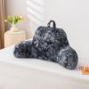 A Nice Night Faux Fur Reading Pillow Bed Wedge Large Adult Children Backrest with Arms Back Support for Sitting Up in Bed/Couch for Bedrest,Tie Dyed Gray view 1