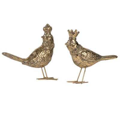 A&B Home Gold Bird Sculpture - Modern Style Animal Statue Tabletop Home Decor, Living Room Console Mantel Office Desktop Accent Piece, Set of 2