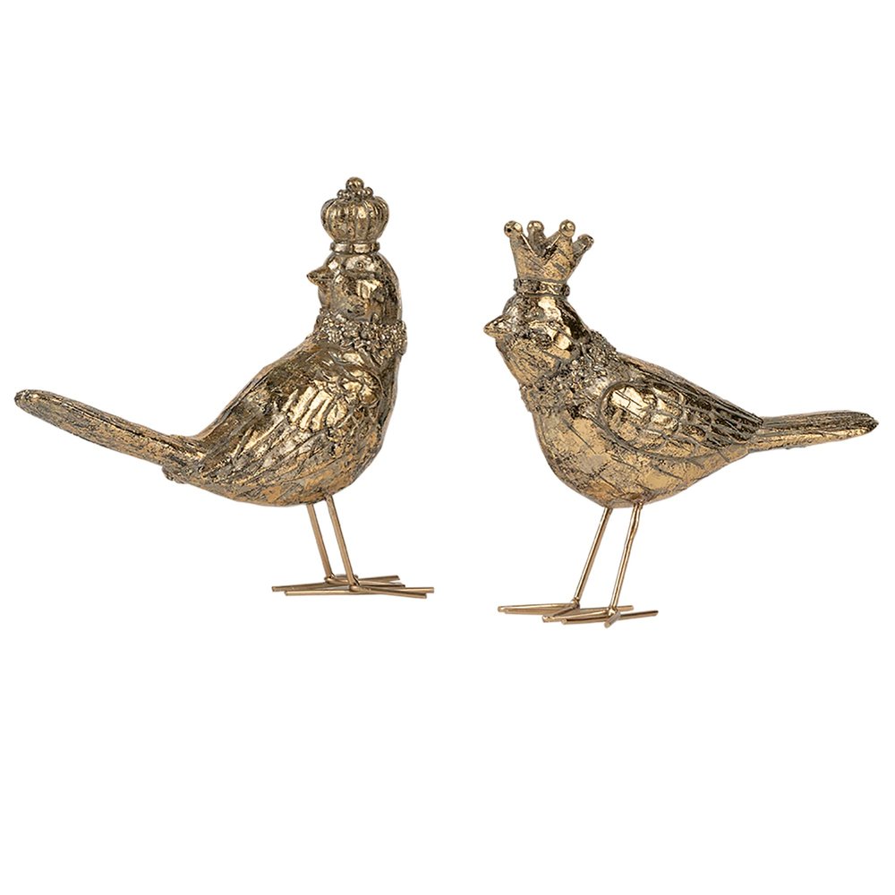 A&B Home Gold Bird Sculpture - Modern Style Animal Statue Tabletop Home Decor, Living Room Console Mantel Office Desktop Accent Piece, Set of 2