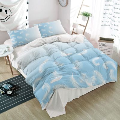 3 Pieces Duvet Cover Cal King Bedding Sets White Feather Blue Gradient Back Luxury Soft Comforter Cover with Pillowcases Farm Bird Plumage Ombre Art Microfiber Quilt Covers Set for Bedroom Decor