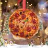 Four-Way Cheese Pizza Christmas Ornaments 2022 Pizza Christmas Decorations for Tree Personalized Cute Food Porcelain Christmas Ornaments Holiday Christmas Keepsake New Year Gifts, 3 Inch view 2
