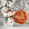 Four-Way Cheese Pizza Christmas Ornaments 2022 Pizza Christmas Decorations for Tree Personalized Cute Food Porcelain Christmas Ornaments Holiday Christmas Keepsake New Year Gifts, 3 Inch view 3