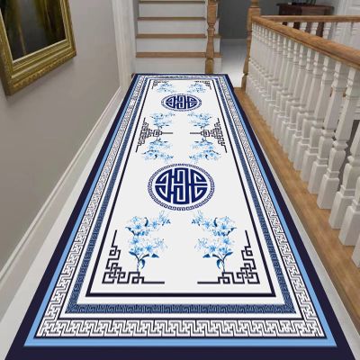 Contemporary Hallways Carpet Runners Classic Blue Washable Area Rug Kitchen Entryway Stair Passage Narrow Runner Rug 60cm/70cm/80cm/100cm Wide (Size : 2 ft x 19.7 ft)