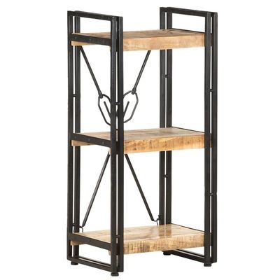 3-Tier Industrial Bookcase, Vintage Book Shelf, Rustic Wood and Metal Bookcase and Bookshelves, Storage Shelves Rack Shelf Unit for Living Room Bedroom 15.7"x11.8"x31.5" Solid Mango Wood/Brown