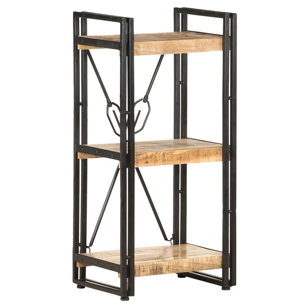 3-Tier Industrial Bookcase, Vintage Book Shelf, Rustic Wood and Metal Bookcase and Bookshelves, Storage Shelves Rack Shelf Unit for Living Room Bedroom 15.7"x11.8"x31.5" Solid Mango Wood/Brown