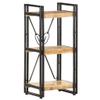 3-Tier Industrial Bookcase, Vintage Book Shelf, Rustic Wood and Metal Bookcase and Bookshelves, Storage Shelves Rack Shelf Unit for Living Room Bedroom 15.7"x11.8"x31.5" Solid Mango Wood/Brown view 1