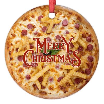 Calabrese Pizza Christmas Ornaments Personalized Christmas Ornaments 2022 Funny Food Ornaments for Christmas Trees Hanging Ornaments Holiday Christmas Keepsake New Year Gifts, 3 Inch
