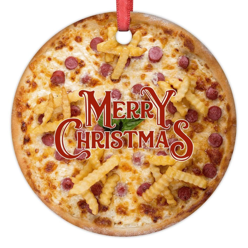 Calabrese Pizza Christmas Ornaments Personalized Christmas Ornaments 2022 Funny Food Ornaments for Christmas Trees Hanging Ornaments Holiday Christmas Keepsake New Year Gifts, 3 Inch