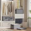 YheenLf Storage Boxes with Lids, Decorative Linen Storage Bins for Shelves, Fabric Closet Organizer with Handles, Gray, 16.5 x 11.8 x 10.2 Inch, 3-Pack view 3