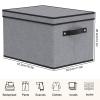 YheenLf Storage Boxes with Lids, Decorative Linen Storage Bins for Shelves, Fabric Closet Organizer with Handles, Gray, 16.5 x 11.8 x 10.2 Inch, 3-Pack view 4