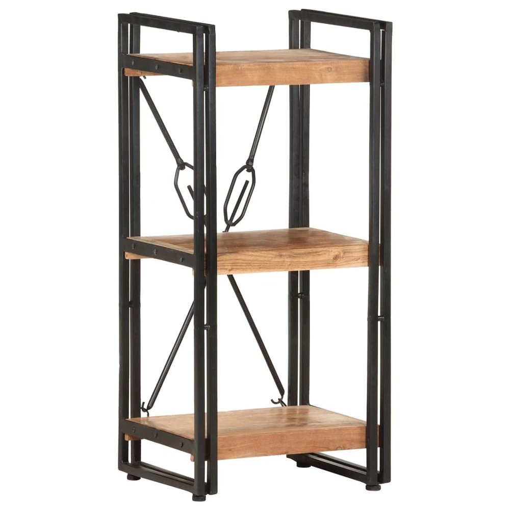 3-Tier Industrial Bookcase, Vintage Book Shelf, Rustic Wood and Metal Bookcase and Bookshelves, Storage Shelves Rack Shelf Unit for Living Room Bedroom 15.7"x11.8"x31.5" Solid Acacia Wood/Brown