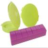 Tupperware 7 Day Pill Keeper Divided Organizer Round Clamshell Purple and Green Set view 2