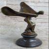EUROPEAN BRONZE Handcrafted Bronze Sculpture *Sale* Spirit of Ecstasy Marble Rolls Royce Figure Artwork Deal Home Gift view 3