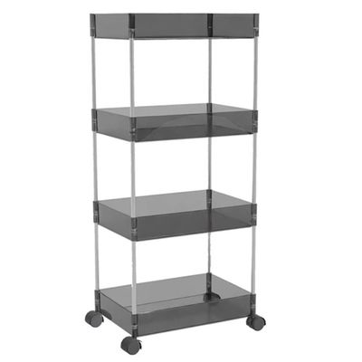 GIZNXBA Slim Storage Cart 4-Tier, Mobile Shelving Unit Organizer, Bathroom Organization Slide Out Cart, Laundry Room Organization and Storage Utility Cart with Locking Wheel (Color : /Black)