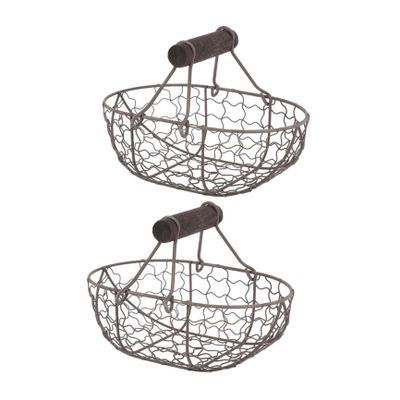 2pcs Wrought Iron Storage Basket Fruit Basket Vegetable Holder s Food Storage Egg for Fresh Eggs Iron Vegetable s Kitchen