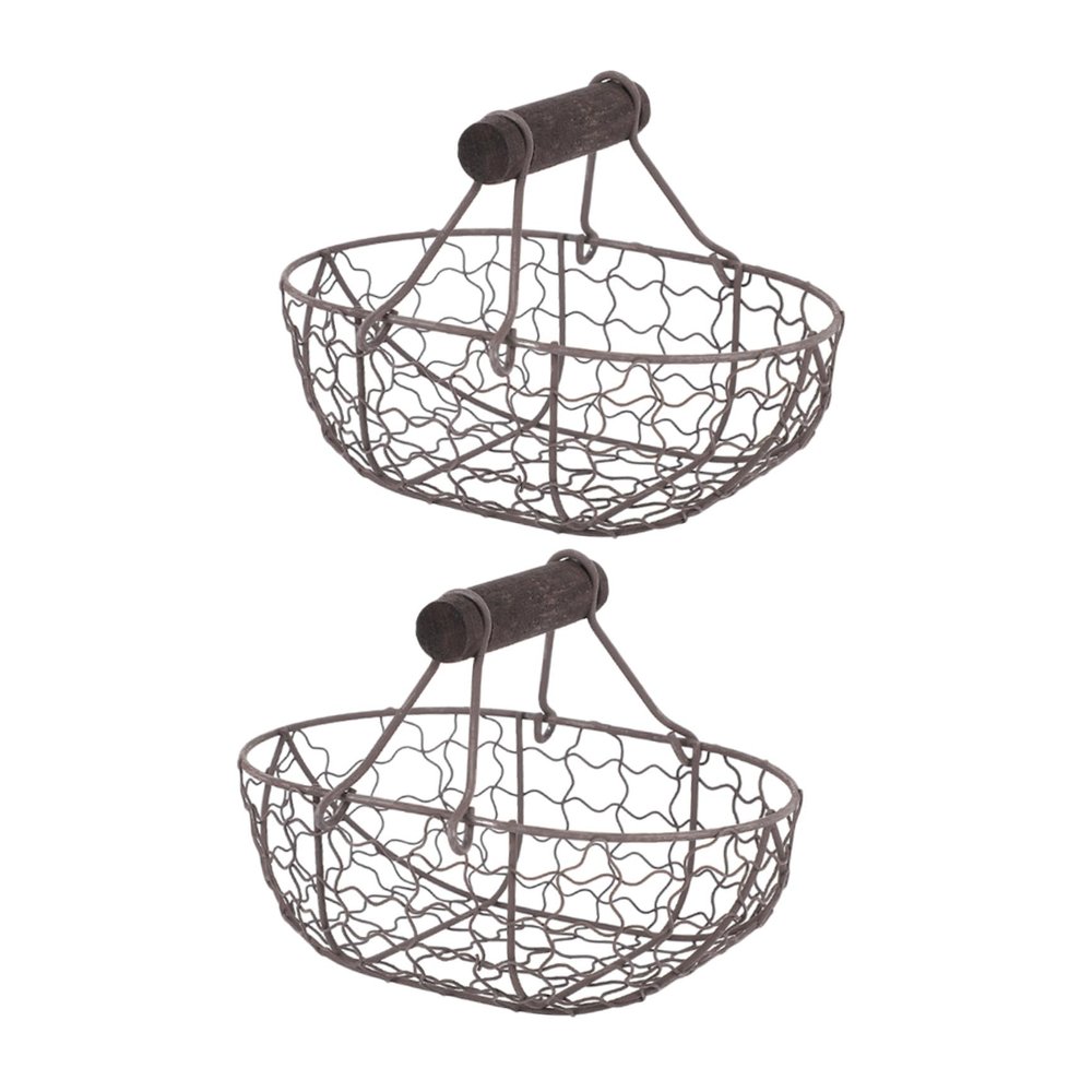 2pcs Wrought Iron Storage Basket Fruit Basket Vegetable Holder s Food Storage Egg for Fresh Eggs Iron Vegetable s Kitchen