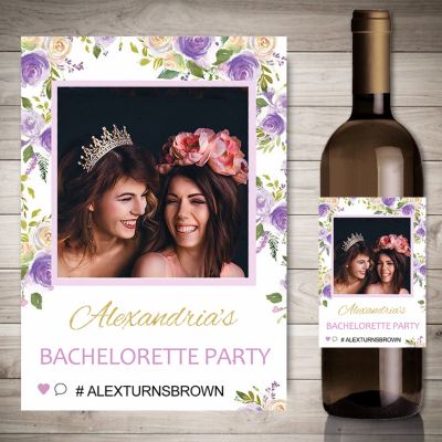 20pcs Personalize Printing Photo Wine Stickers Labels Wedding Custom Stickers Add Your Picture Candy Favors Gift Bottle Labels (B)