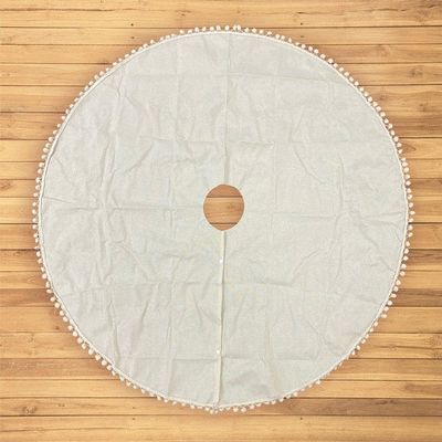 Cream Colored Pom Pom Christmas Tree Skirt (60 Inches)